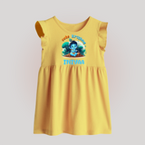 Cute Krishna Baby Frock | Custom Baby Frock for Krishna Fans - PASTEL YELLOW - 0 - 3 Months Old (Chest 17")