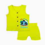 Cute Krishna Jabla Set | Custom Baby Jabla Set for Krishna Fans - LIME GREEN - 0 - 3 Months Old (Chest 9.8")