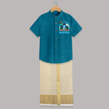 Cute Krishna Shirt And Dhoti | Custom Baby Shirt And Dhoti for Krishna Fans - PEACOCK BLUE - 0 - 6 Months Old (Chest-23") (Dhoti length-14")