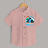 Cute Krishna Shirt | Custom Baby Shirt for Krishna Fans - PEACH - 0 - 6 Months Old (Chest 23")