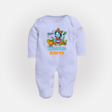 Happy Little Krishna Sleep Suit | Custom Baby Sleep Suit for Krishna - BABY BLUE - New Born (Chest 7.5")