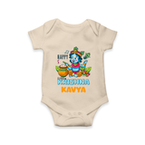 Happy Little Krishna Romper | Custom Baby Romper for Krishna - IVORY - New Born (Chest 14")