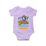 Happy Little Krishna Romper | Custom Baby Romper for Krishna - LILAC - New Born (Chest 14")