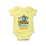 Happy Little Krishna Romper | Custom Baby Romper for Krishna - PASTEL YELLOW - New Born (Chest 14")