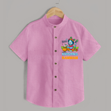 Happy Little Krishna Shirt | Custom Baby Shirt for Krishna - BABY PINK - 0 - 6 Months Old (Chest 23")