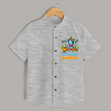 Happy Little Krishna Shirt | Custom Baby Shirt for Krishna - GREY - 0 - 6 Months Old (Chest 23")