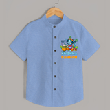 Happy Little Krishna Shirt | Custom Baby Shirt for Krishna - SKY BLUE - 0 - 6 Months Old (Chest 23")