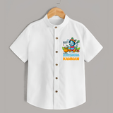 Happy Little Krishna Shirt | Custom Baby Shirt for Krishna - WHITE - 0 - 6 Months Old (Chest 23")