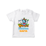 Happy Little Krishna T-Shirt | Custom Baby T-Shirt for Krishna - WHITE - 0-5 Months Old (Chest 17")