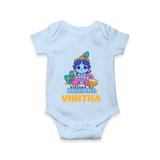 Blessed By Krishna Romper | Personalized Baby Romper for Krishna Lovers - BABY BLUE - New Born (Chest 14")