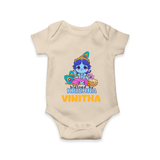 Blessed By Krishna Romper | Personalized Baby Romper for Krishna Lovers - IVORY - New Born (Chest 14")