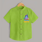 Blessed By Krishna Shirt | Personalized Baby Shirt for Krishna Lovers - LIME GREEN - 0 - 6 Months Old (Chest 23")