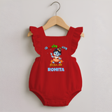 Butter Thief Romper Frock | Custom Baby Romper Frock for Krishna Fans - RED - 0 - 3 Months Old (Chest 19")