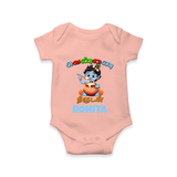 Butter Thief Romper |Custom Baby Romper for Krishna Fans - PEACH - New Born (Chest 14")