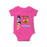 Krishna's Little Butter Thief Romper | Custom Baby Romper for Krishna Devotees - HOT PINK - New Born (Chest 14")
