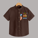 Krishna's Little Butter Thief Shirt | Custom Baby Shirt for Krishna Devotees - CHOCOLATE BROWN - 0 - 6 Months Old (Chest 23")