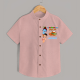 Krishna's Little Butter Thief Shirt | Custom Baby Shirt for Krishna Devotees - PEACH - 0 - 6 Months Old (Chest 23")