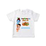 Krishna's Little Butter Thief T-Shirt | Custom Baby T-Shirt for Krishna Devotees - WHITE - 0-5 Months Old (Chest 17")
