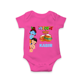 The Butter Thief Romper | Custom Baby Romper for Krishna's Mischievous Baby - HOT PINK - New Born (Chest 14")