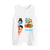 Butter Thief Romper Suit | Personalized Baby Romper Suit for Krishna Fans - WHITE - 0 - 5 Months Old (Chest 18")
