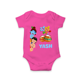 Little Butter Thief Romper | Personalized Baby Romper for Krishna's Butter Lover - HOT PINK - New Born (Chest 14")
