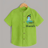 Krishna Janmashtami Special Shirt | Personalized Baby Shirt for Krishna Celebrations - LIME GREEN - 0 - 6 Months Old (Chest 23")