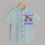 I Love Krishna Shirt | Custom Baby Shirt for Krishna Lovers - ARCTIC BLUE - 0 - 6 Months Old (Chest 23")