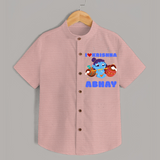 I Love Krishna Shirt | Custom Baby Shirt for Krishna Lovers - PEACH - 0 - 6 Months Old (Chest 23")