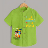 Mother's Mischievous Little Krishna Shirt | Personalized Baby Shirt for Your Little Krishna - LIME GREEN - 0 - 6 Months Old (Chest 23")