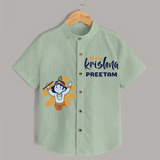 Little Krishna Shirt | Personalized Baby Shirt for Krishna Janmashtami - MINT GREEN - 0 - 6 Months Old (Chest 23")