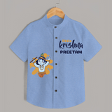Little Krishna Shirt | Personalized Baby Shirt for Krishna Janmashtami - SKY BLUE - 0 - 6 Months Old (Chest 23")
