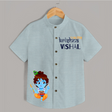 Naughty Krishna Shirt | Custom Baby Shirt for Krishna's Playful Spirit - ARCTIC BLUE - 0 - 6 Months Old (Chest 23")