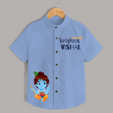 Naughty Krishna Shirt | Custom Baby Shirt for Krishna's Playful Spirit - SKY BLUE - 0 - 6 Months Old (Chest 23")