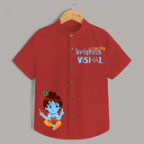 Naughty Krishna Shirt | Custom Baby Shirt for Krishna's Playful Spirit - RED - 0 - 6 Months Old (Chest 23")