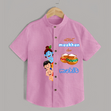 Mischievous Butter Thief Shirt | Personalized Baby Shirt for Krishna's Sweetness - BABY PINK - 0 - 6 Months Old (Chest 23")