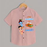 Mischievous Butter Thief Shirt | Personalized Baby Shirt for Krishna's Sweetness - PEACH - 0 - 6 Months Old (Chest 23")