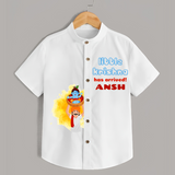Little Krishna Has Arrived Shirt | Personalized Baby Shirt for Krishna Devotion - WHITE - 0 - 6 Months Old (Chest 23")