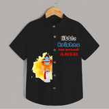Little Krishna Has Arrived Shirt | Personalized Baby Shirt for Krishna Devotion - BLACK - 0 - 6 Months Old (Chest 23")