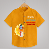 Little Krishna Has Arrived Shirt | Personalized Baby Shirt for Krishna Devotion - CHROME YELLOW - 0 - 6 Months Old (Chest 23")