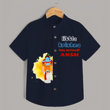 Little Krishna Has Arrived Shirt | Personalized Baby Shirt for Krishna Devotion - NAVY BLUE - 0 - 6 Months Old (Chest 23")