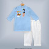 Butter Thief | Custom Baby Kurta Set for Krishna Lovers (Tamil Edition) - BABY BLUE - 3 - 6 Months Old (Chest 24", Kurta Length 14'', Waist 19", Pant Length 14")