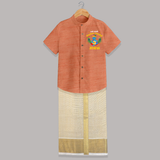 En Muthal Krishna Jayanthi Shirt and Dhoti | Personalized Baby Outfit for Krishna Jayanthi - ORANGE - 0 - 6 Months Old (Chest-23") (Dhoti length-14")