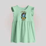 En Muthal Gokulashtami Baby Frock | Personalized Baby Outfit for Gokulashtami - MINT GREEN - 0 - 3 Months Old (Chest 17")