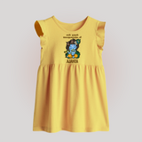 En Muthal Gokulashtami Baby Frock | Personalized Baby Outfit for Gokulashtami - PASTEL YELLOW - 0 - 3 Months Old (Chest 17")