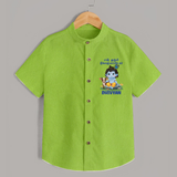 Celebrate En Muthal Gokulashtami | Custom Baby Shirt for Your Little One's First Gokulashtami - LIME GREEN - 0 - 6 Months Old (Chest 23")