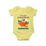 Celebrate En Muthal Krishna Jayanthi | Custom Baby Romper/Onesie for Your Little One's First Krishna Jayanthi - PASTEL YELLOW - New Born (Chest 14")