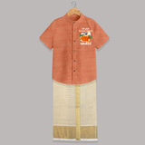 Celebrate En Muthal Krishna Jayanthi | Custom Baby Shirt and Dhoti for Your Little One's First Krishna Jayanthi - ORANGE - 0 - 6 Months Old (Chest-23") (Dhoti length-14")