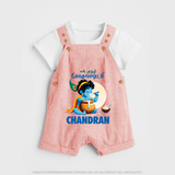 En Muthal Gokulashtami Special Dungaree Set | Personalized Gokulashtami Outfit for Baby - PEACH - 0 - 5 Months Old (Chest 18")