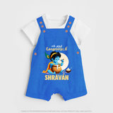 En Muthal Gokulashtami Special Dungaree Set | Personalized Gokulashtami Outfit for Baby - COBALT BLUE - 0 - 5 Months Old (Chest 18")