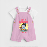 Jai Shri Krishna Dungaree Set | Custom Dungaree Set for Your Little Kanna - BABY PINK - 0 - 5 Months Old (Chest 18")
